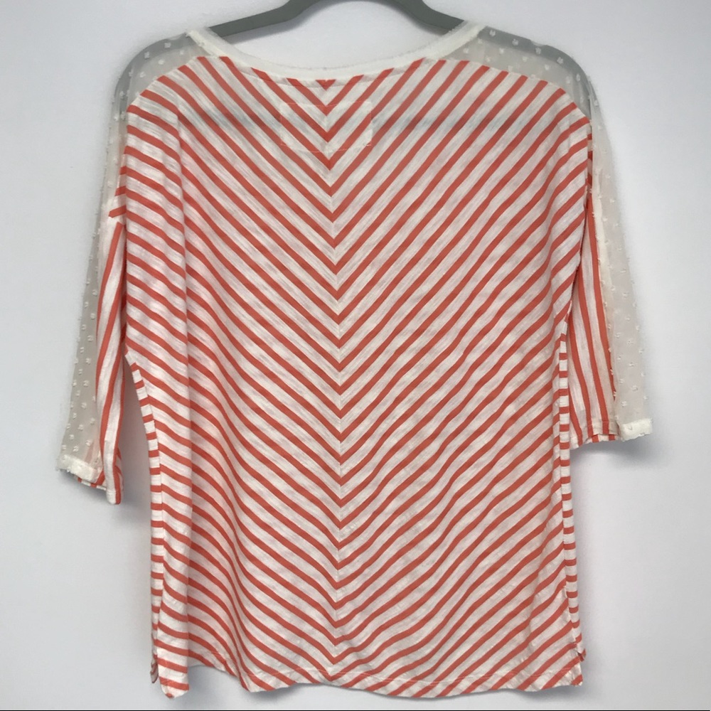 E135 Little Yellow Button | Mabel Swiss dot striped top - Picture 2 of 8
